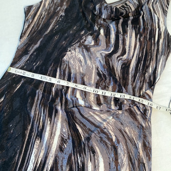 NICE +ZOE abstract neutral color sleeveless cinched dress L - Picture 12 of 16